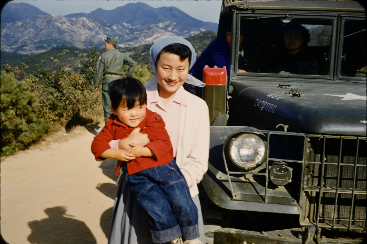 Picture of a mother holding her son.